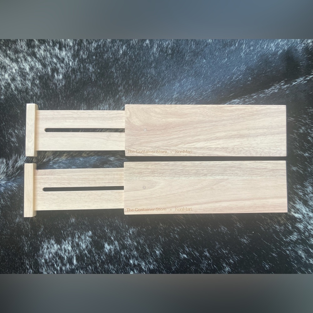 The Container Store Natural Wood Kon Mari Expandable Drawer Dividers -Set of 2